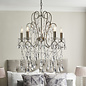 Flinton - 5 Light Aged Silver & Crystal Chandelier