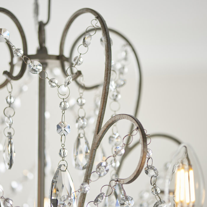 Flinton - 5 Light Aged Silver & Crystal Chandelier