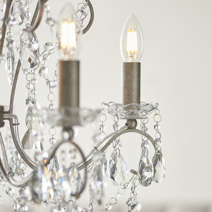 Flinton - 5 Light Aged Silver & Crystal Chandelier