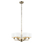 Townhouse - 6 Light Armed Chandelier - Brass with White Shades