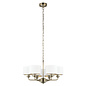 Townhouse - 6 Light Armed Chandelier - Brass with White Shades