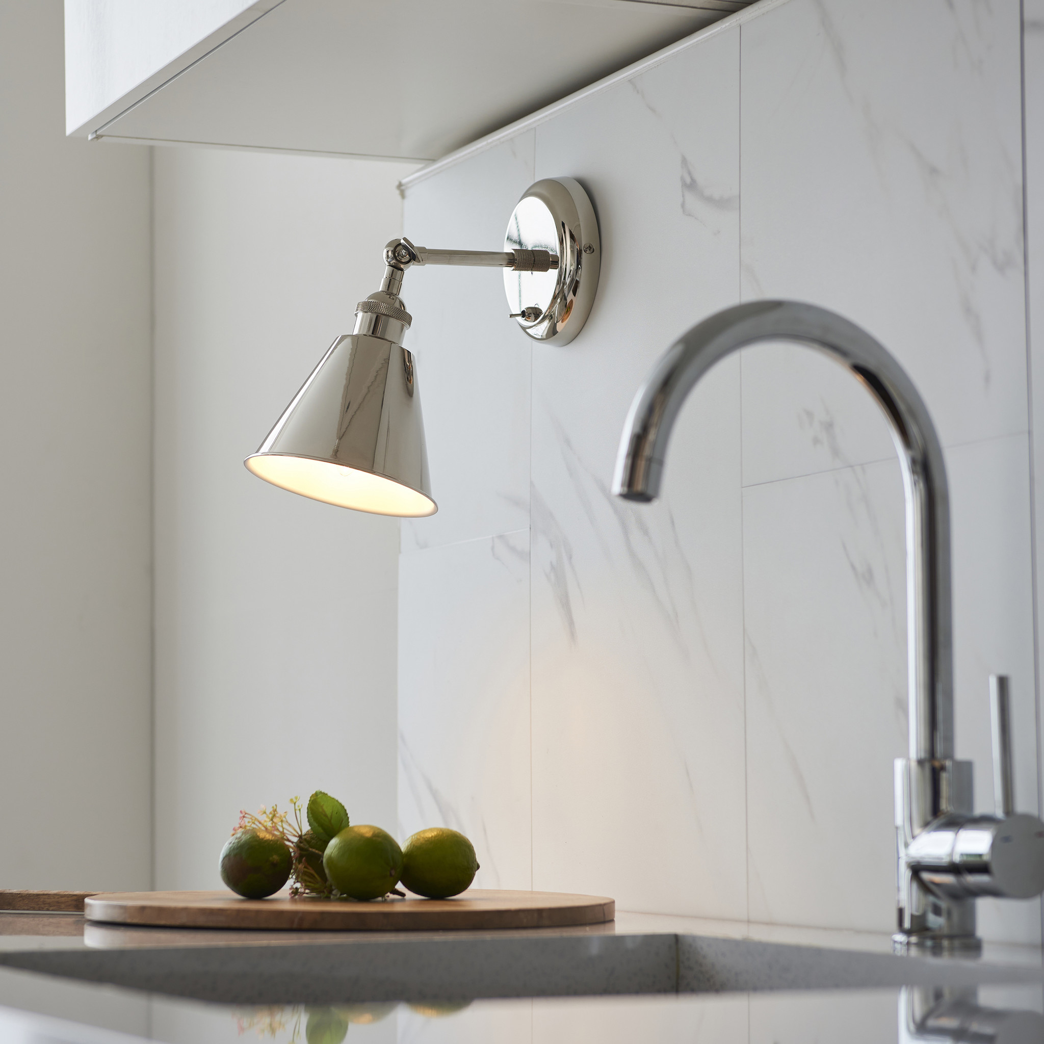 Hunton Adjustable Wall Light Polished Nickel Lightbox