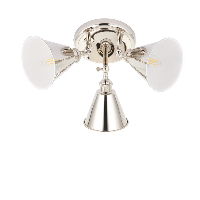 Hunton - 3 Light Round Ceiling Spotlight - Polished Nickel