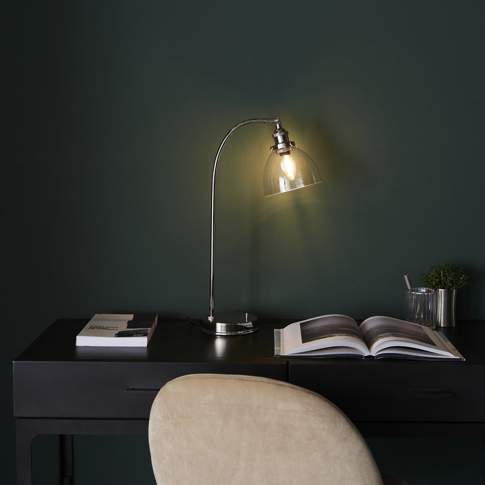 Windsor - Adjustable Industrial Desk Lamp with Glass Shade