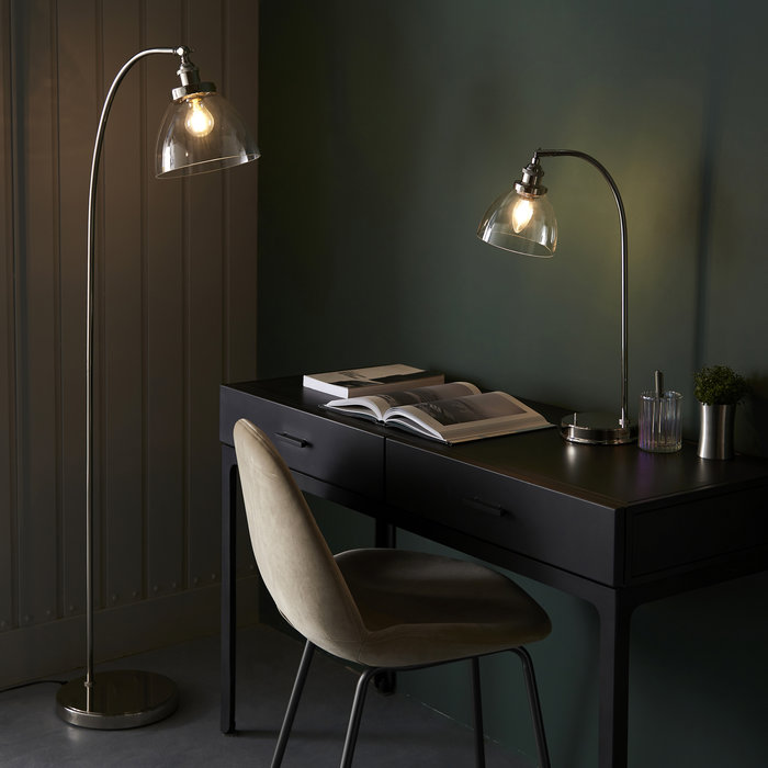 Windsor - Adjustable Industrial Desk Lamp with Glass Shade