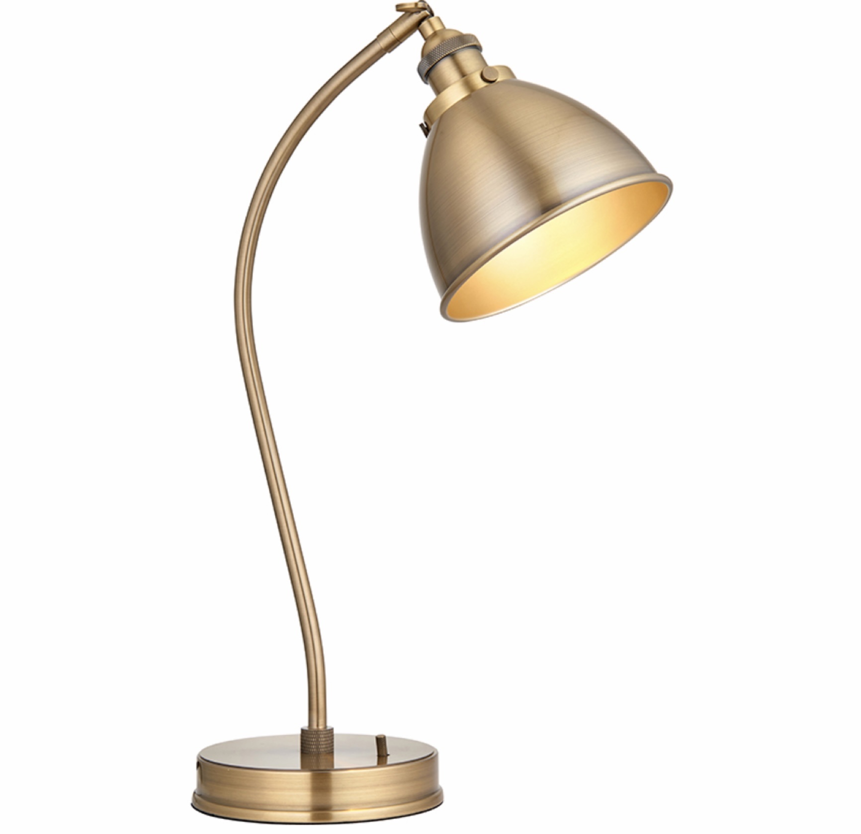 Cambridge Adjustable Desk Lamp in an Antique Brass Finish with