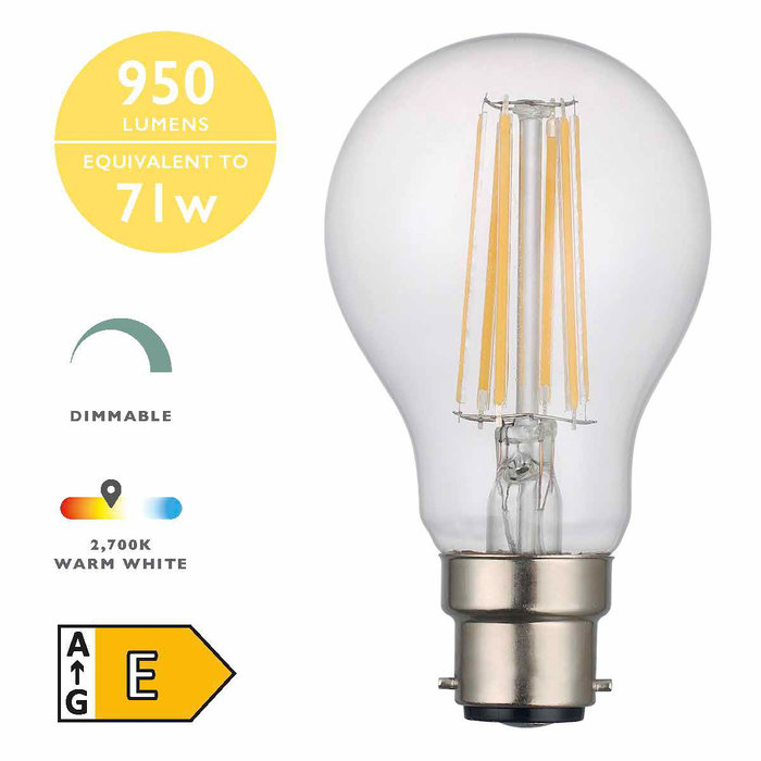 B22 8W Clear Dimmable LED Bulb