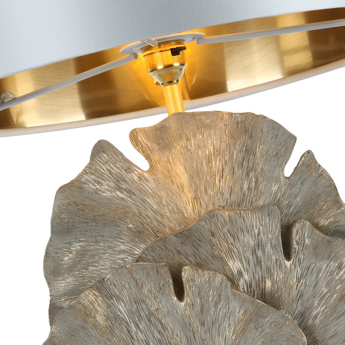 Gingko - Cream & Gold Table Lamp with Silver Shade - David Hunt