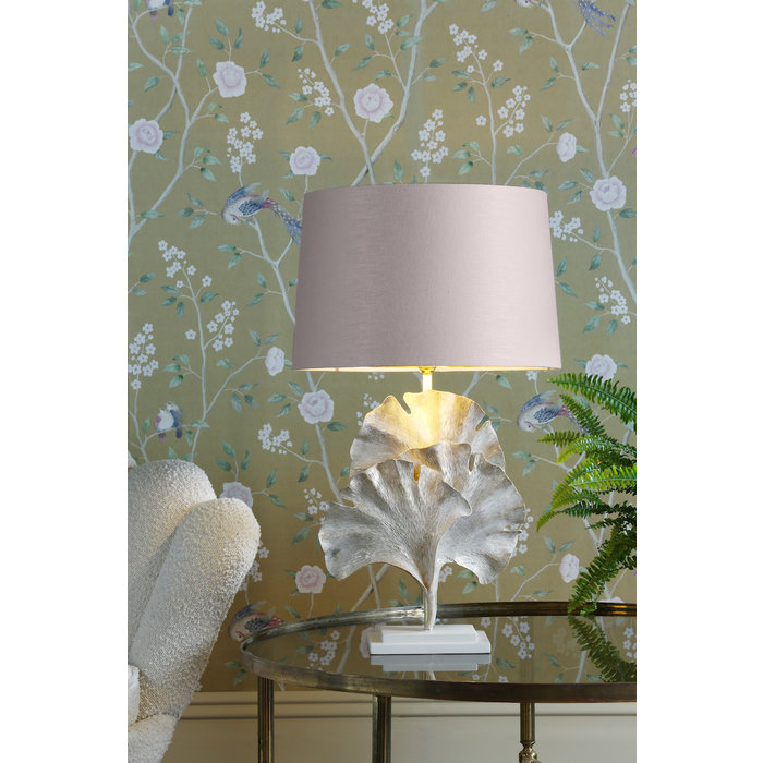 Gingko - Cream & Gold Table Lamp with Silver Shade - David Hunt