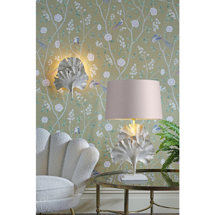 Gingko - Cream & Gold Table Lamp with Silver Shade - David Hunt