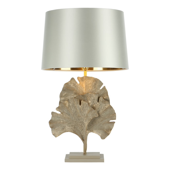 Gingko - Cream & Gold Table Lamp with Silver Shade - David Hunt