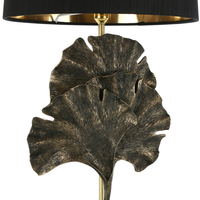Gingko - Black & Gold Table Lamp with Black Shade - David Hunt