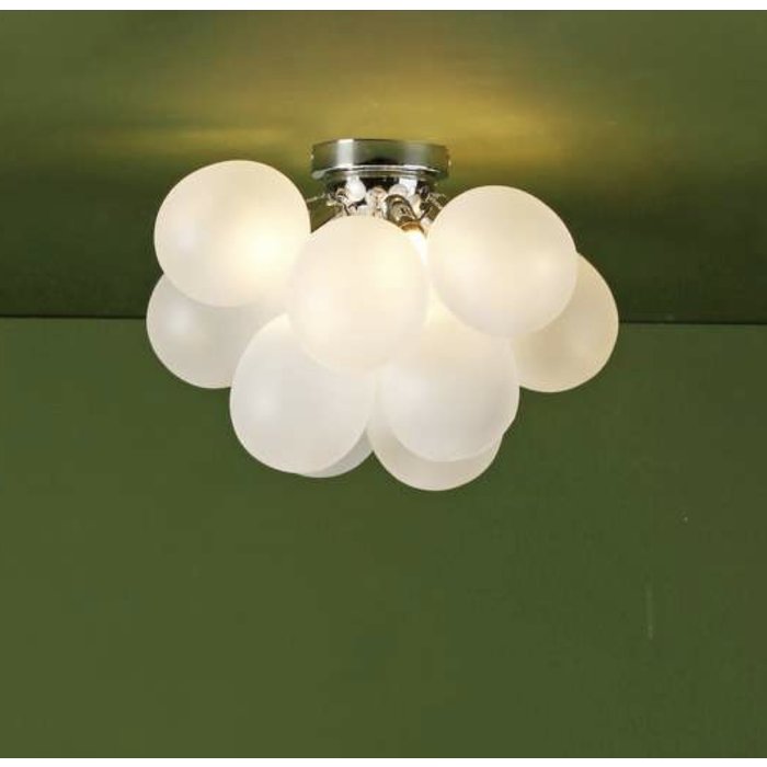 Bubbles 4 Light Flush Ceiling Light - Polished Chrome Frosted Glass