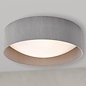 Nusa  - Flush Grey Faux Silk Drum Ceiling Light