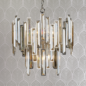 Katie  - Modern Art Deco Tiered Amber Crystal Chandelier  - Polished Nickel