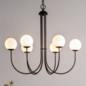 Cornelian - Mid Century Opal Glass & Matt Black Feature Light