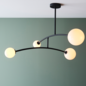 Howard - Modern Mid Century Black Ceiling Light with Opal Glass Shades