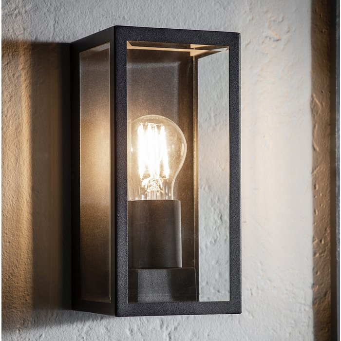 Durham - Box Lantern Outdoor Wall Light  - Matt Black