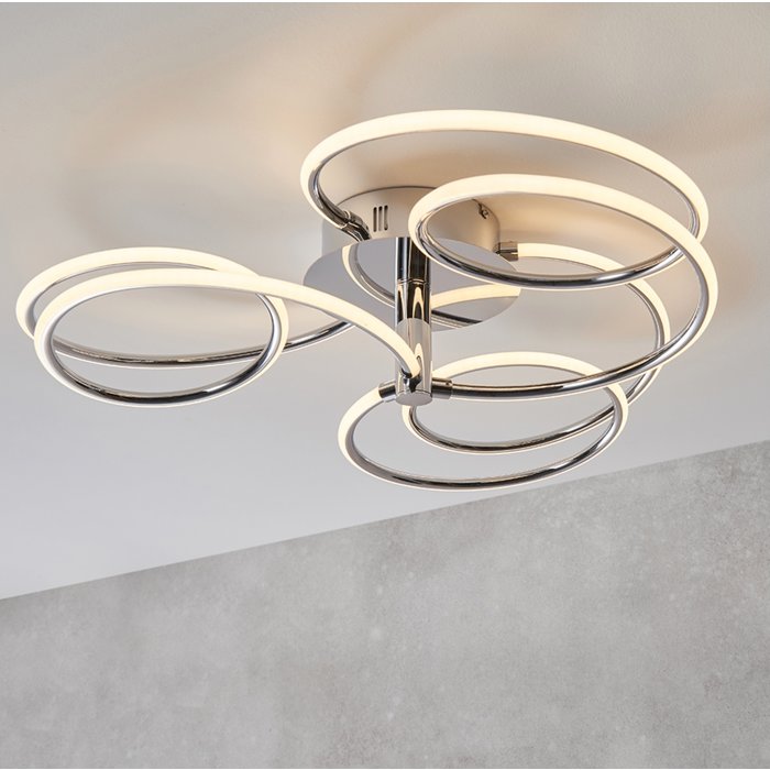 Flo - Large Curving LED Semi Flush Ceiling Light