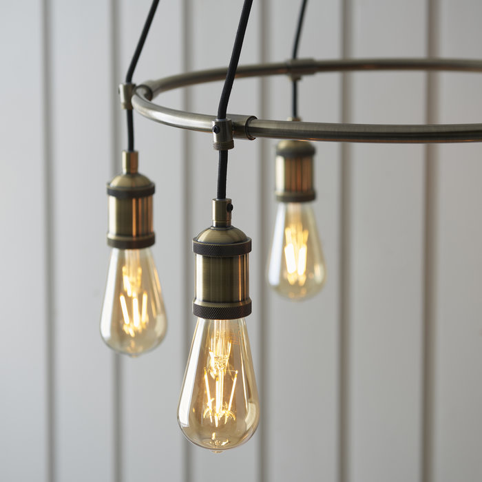 Vintage - 6 Light Antique Brass Industrial Feature Pendant