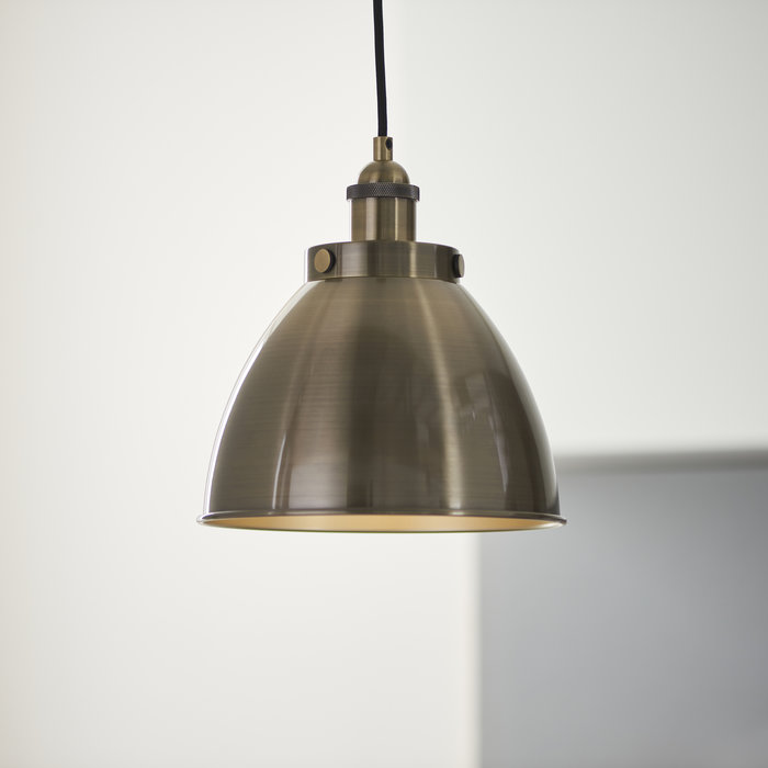 Franklin - Antique Brass Classic Industrial Domed Pendant - Small