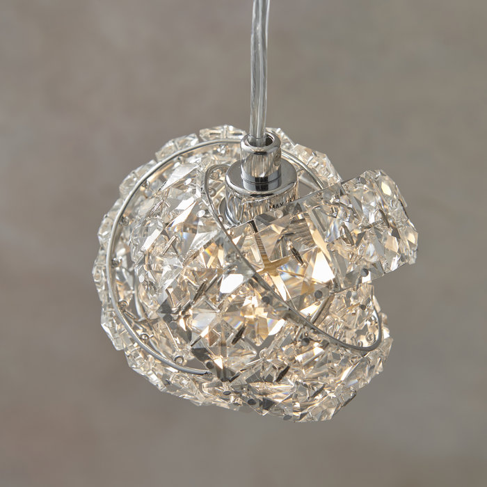 Talya - 5 Light Chrome and Crystal Cluster Pendant