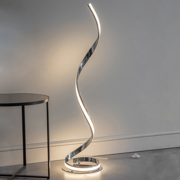 Arya - Spiral LED Floor Lamp - Polished Chrome