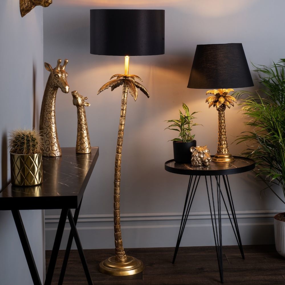 Palm - Antique Gold Palm Tree Floor Lamp - Lightbox
