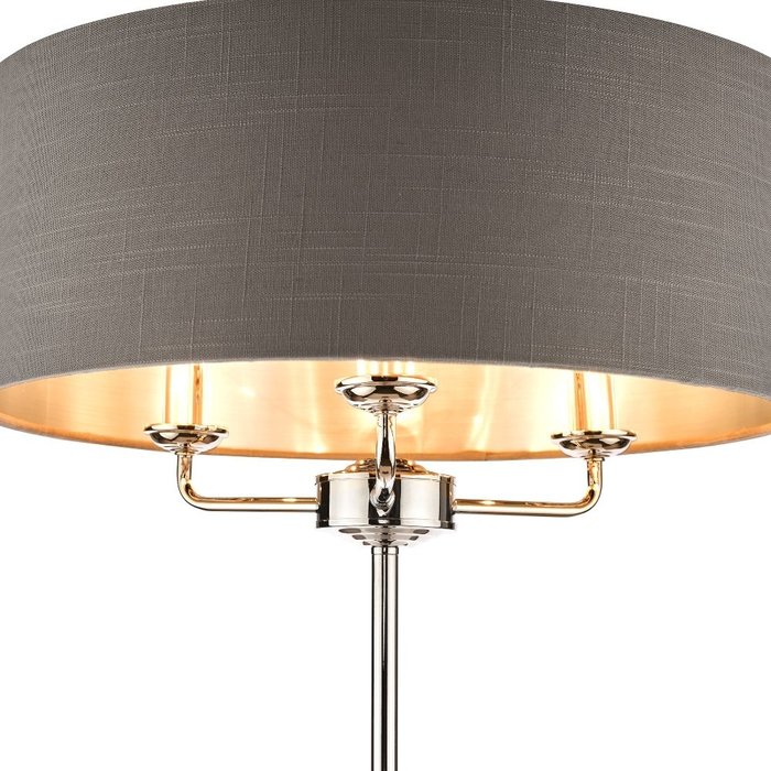 Sorrento – Polished Nickel Floor Lamp with Charcoal Shade – Laura Ashley