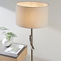 Issey - Modern Drum Floor Light with LED reader - Taupe Fabric & Antique Bronze