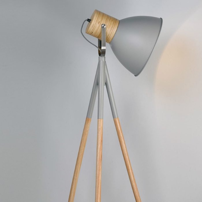 Adna - Grey & Wood Floor Lamp