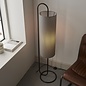 Rowantree - Oval Matt Black Floor Lamp with Grey Shade