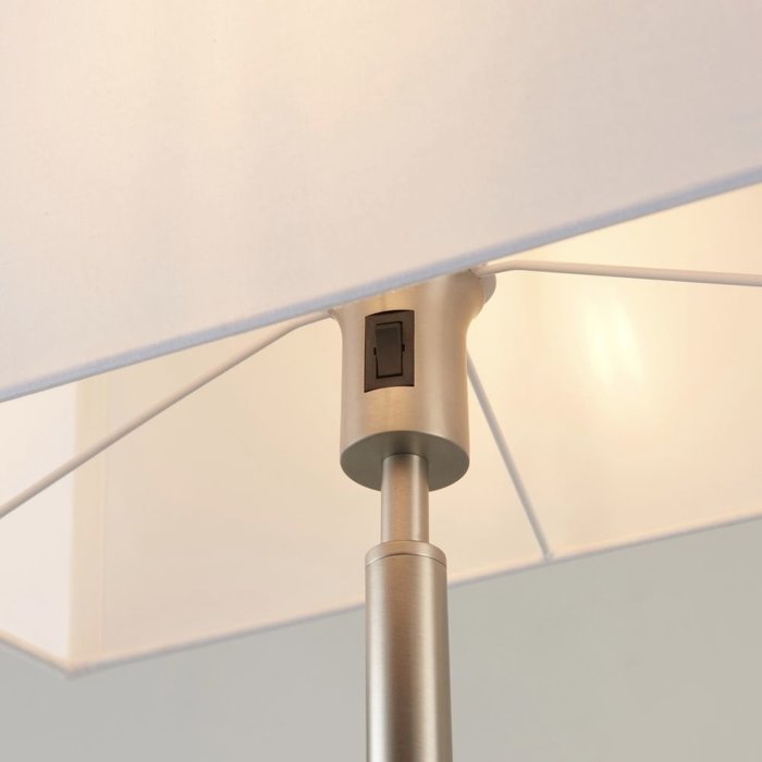 Issey -Rectangular Shade Floor Lamp with LED Reading Spotlight -  Matt Nickel