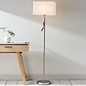 Issey -Rectangular Shade Floor Lamp with LED Reading Spotlight -  Matt Nickel