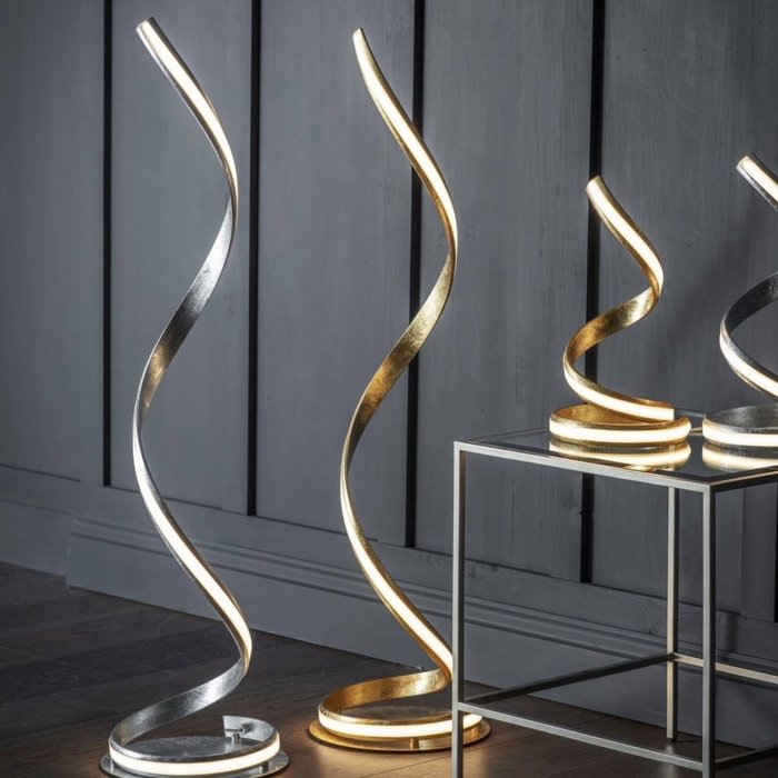 Arya - Spiral LED Floor Lamp - Gold Leaf