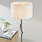Issey - Modern Drum Dual Light Floor Lamp - Bronze & Vintage White Cylinder Shade