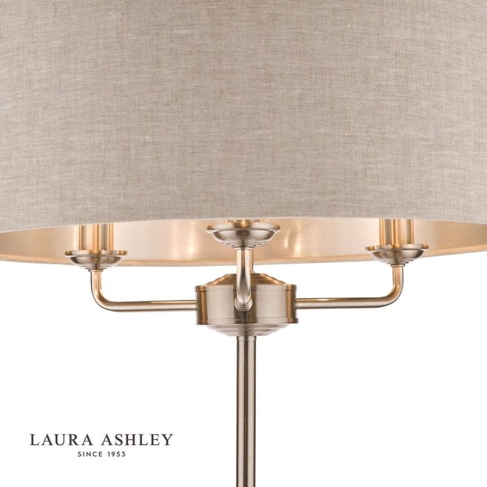 Sorrento – Brushed Chrome Floor Lamp with Natural Shade – Laura Ashley