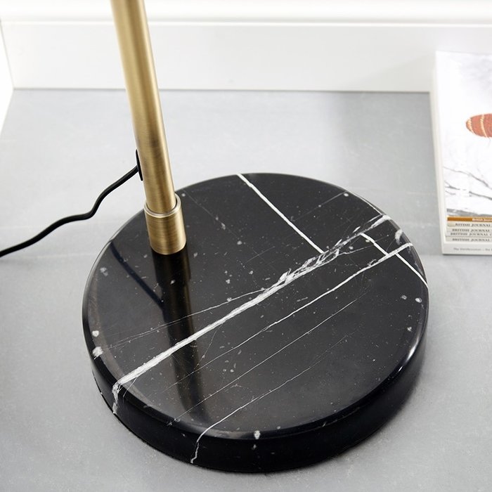 Black Dot - Mid Century Black Marble & Opal Floor Lamp