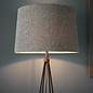Cage Floor Lamp - Aged Copper & Grey Fabric