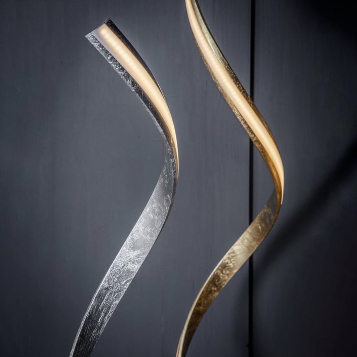 Arya - Spiral LED Floor Lamp - Silver Leaf