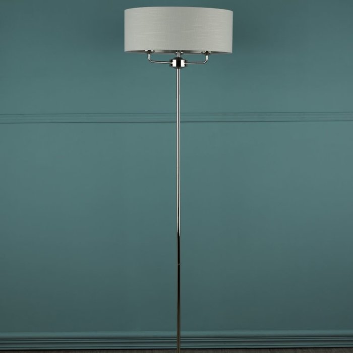 Sorrento – Polished Nickel Floor Lamp with Silver Shade – Laura Ashley