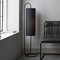 Rowantree - Oval Matt Black Floor Lamp with Black Shade