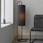 Rowantree - Oval Matt Black Floor Lamp with Black Shade