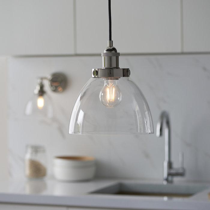 Stockton - Nickel & Glass Resto Pendant