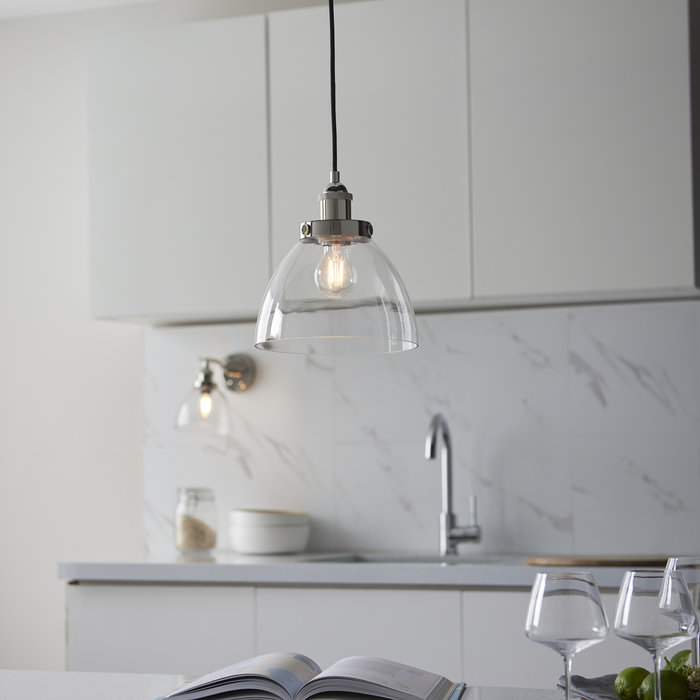 Stockton - Nickel & Glass Resto Pendant