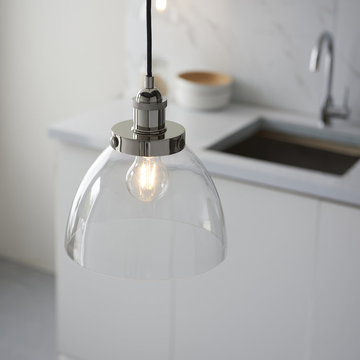 Stockton - Nickel & Glass Resto Pendant