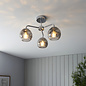 Dimple - Chrome & Smoked Glass 3 light Semi-Flush Ceiling Light