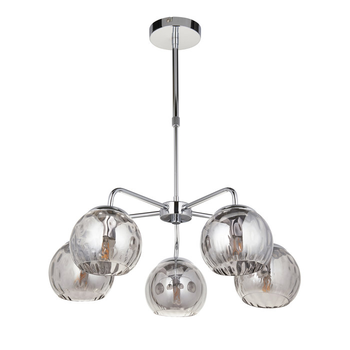 Dimple - Chrome & Smoked Glass 5 light Semi-Flush Ceiling Light