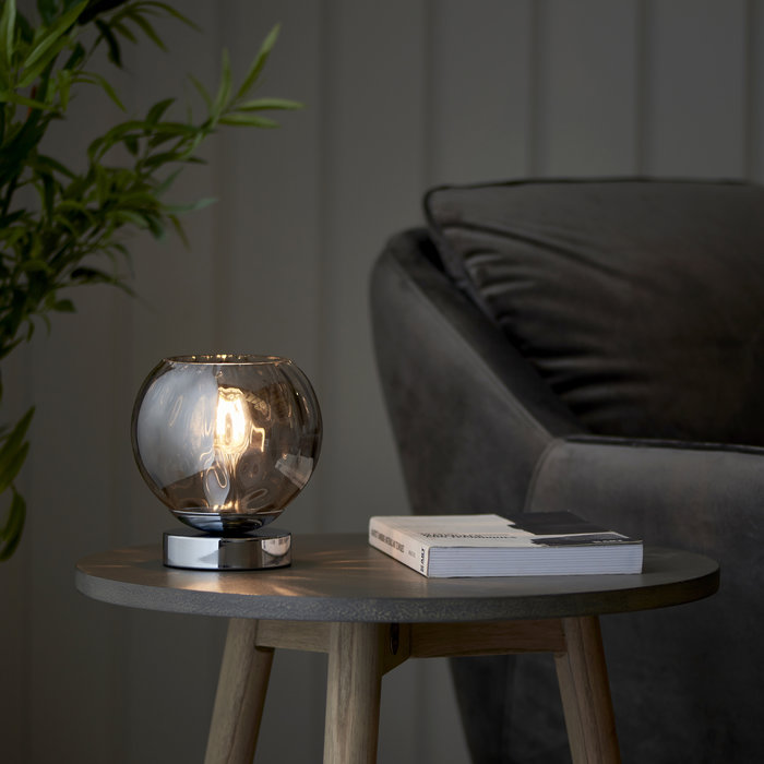 Dimple - Chrome & Smoked Glass Table Lamp
