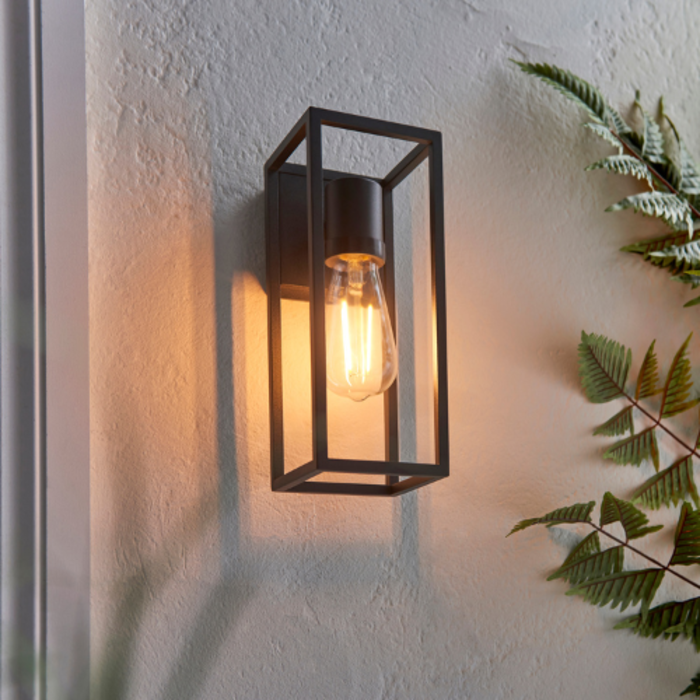 George – Black Open Cage Outdoor Wall Light